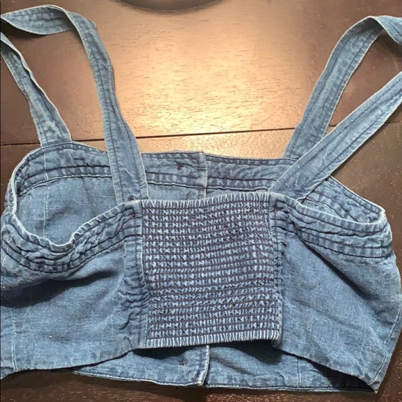 Denim Linen crop top - Picture 4 of 5